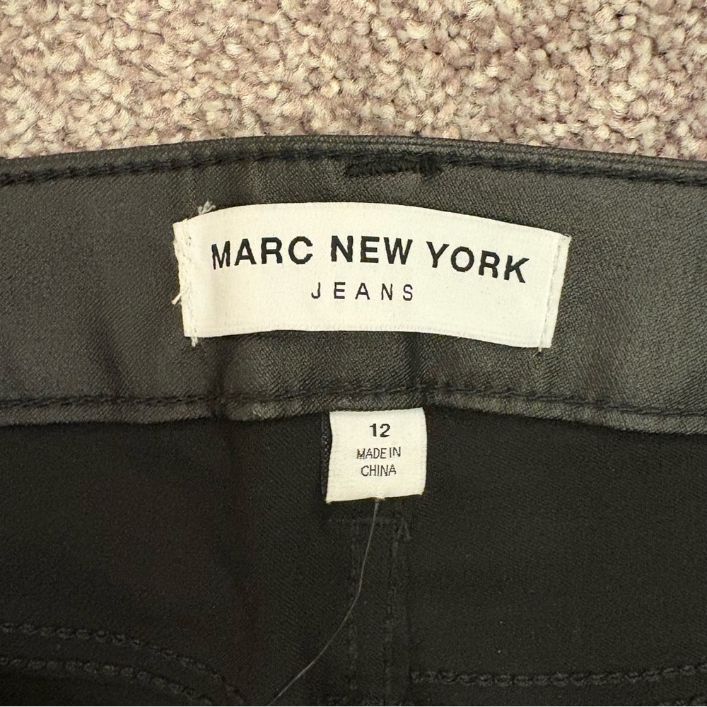 Marc New York Women's Skinny Ankle Jeans Size 12 Black Coated High Rise NWT $79 - Picture 12 of 16